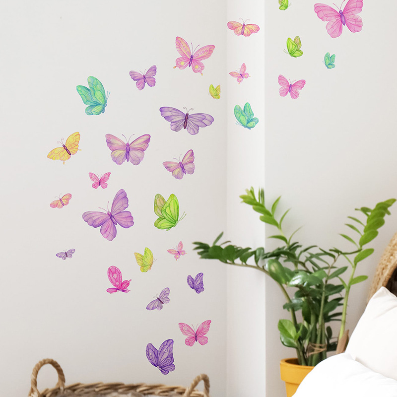 Pvc Panel Background - Romantik kelebek Duvar Çıkartmaları Yaratıcı Ev